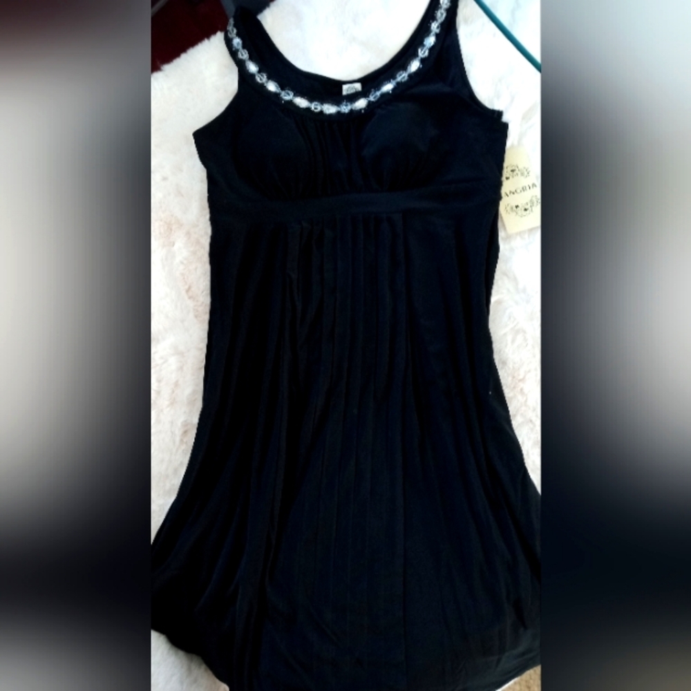 Beautiful Little Black Dress With Rhinestone Accents At The Neck So Cute